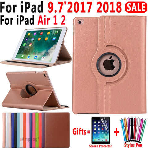 360Degree Rotating Leather Smart Cover Case for Apple iPad Air 1 Air 2 5 6 New iPad 9.7 2017 2018 5th 6th Generation Coque Funda